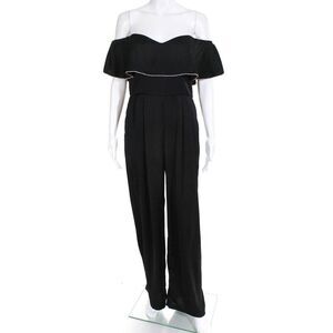 Devlin Womens Modern Trim Jumpsuit Off Shoulder Black Size 8 10850005